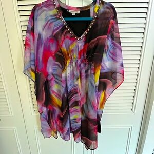 Jennifer Lopez Womens Bold Floral Chiffon Mini Dress Pre-owned